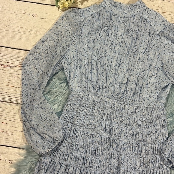 House of Harlow 1960 Shona Joy Mockneck Long Sleeve Smocked Mini Dress - Picture 8 of 10